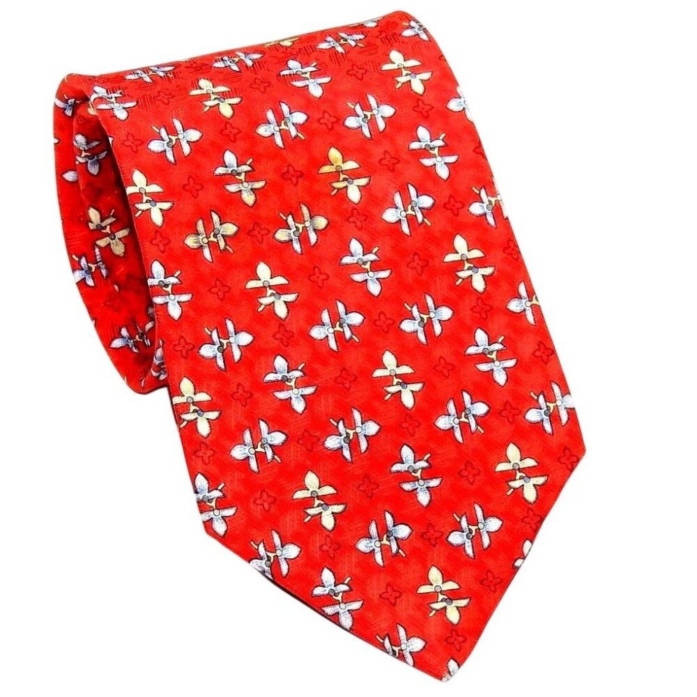 ** SOLD **   Ermenegildo Zegna Red Color Men's Tie Blue & Gray Floral